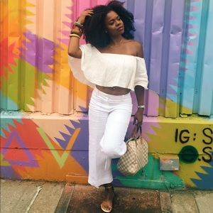 J. Crew White Cropped Wide Leg Pants